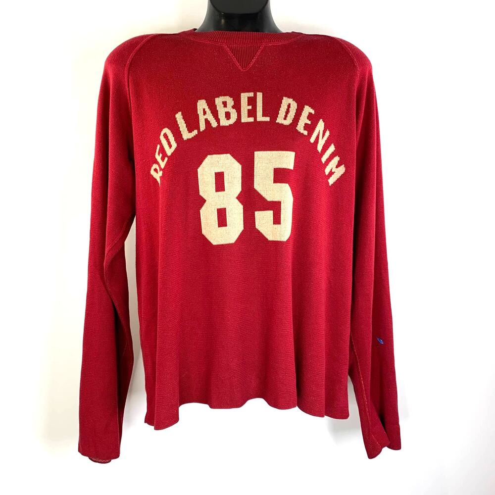Red Label Denim Tommy Hilfiger Pullover Cotton Sweater Long Sleeves Crewneck